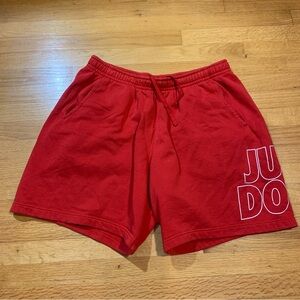 Nike Jogger Sweat Shorts Mens Large Red Just Do It Fleece Elastic Waist Pockets